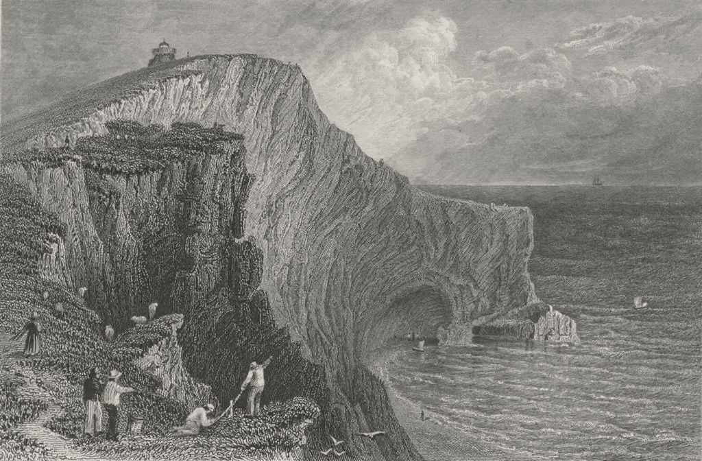 IOW. Scratchells Bay-Bartlett c1840 old antique vintage print picture